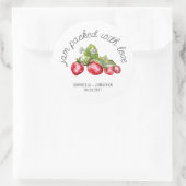 Sticker Rond Confiture Emballée Avec Amour Fraise Jam Mariage F (Sac)