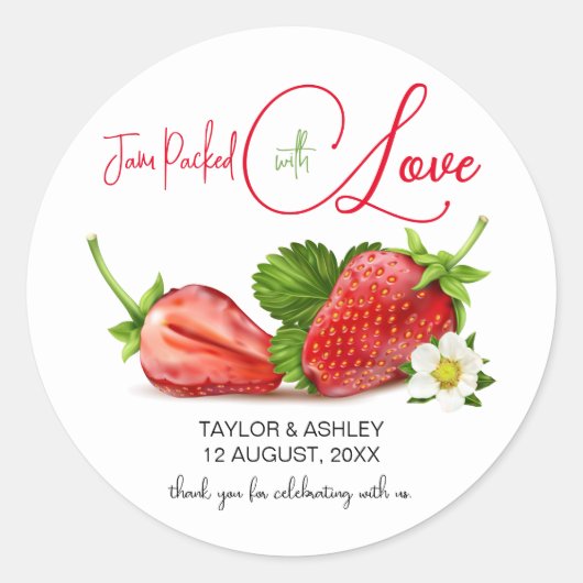Sticker Rond Confiture emballée avec de l'amour fraise | MARIAG (Devant)