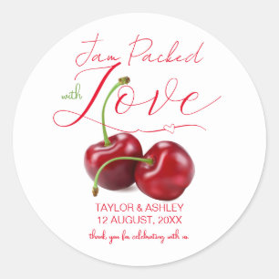 Sticker Rond Confiture emballée avec du Fruit de cerise d'amour