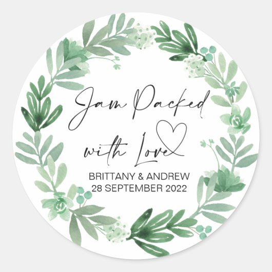 Sticker Rond Confiture Favor De Mariage Emballée De Succulents  (Devant)