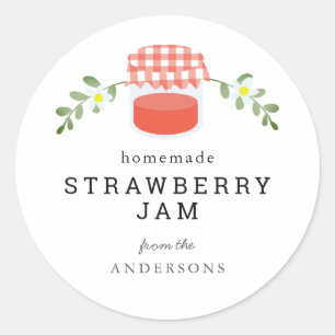 Sticker Rond Confiture maison Jar Floral Blanc