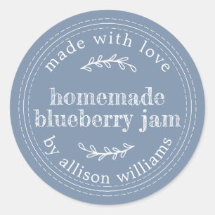 Sticker Rond Confiture Maison Rustique de Myrtille en Conservat