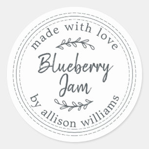 Sticker Rond Confiture Maison Rustique de Myrtille Mise en Boca