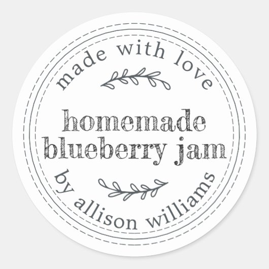 Sticker Rond Confiture Maison Rustique de Myrtille Mise en cons (Devant)