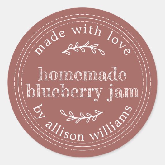 Sticker Rond Confiture Maison Rustique de Myrtille Mise en Pot  (Devant)