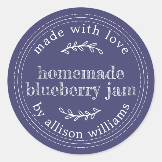 Sticker Rond Confiture Maison Rustique de Myrtille Mise en Pot  (Devant)