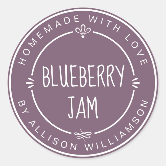 Sticker Rond Confiture Maison Rustique de Myrtille Mise en Pot (Devant)