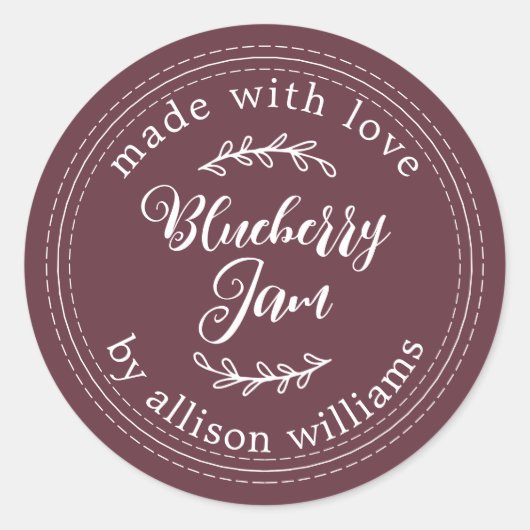 Sticker Rond Confiture Maison Rustique de Myrtille Mise en Pot (Devant)