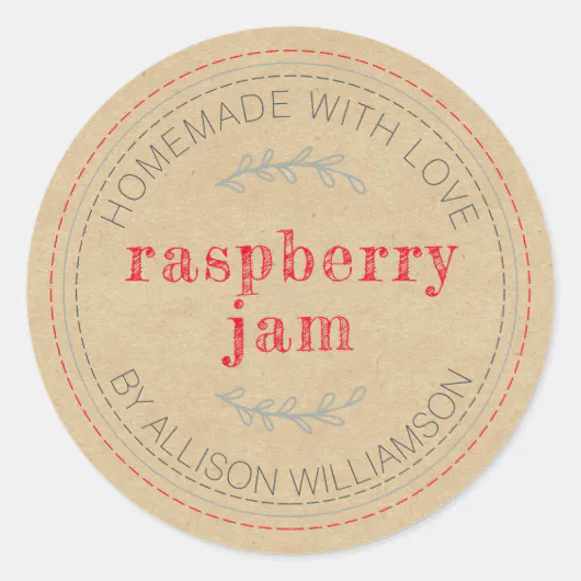 Sticker Rond Confiture Maison Rustique Papier Kraft | Zazzle.be