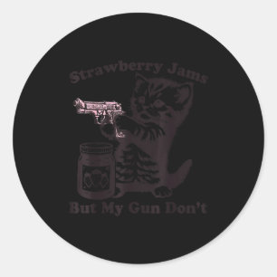 Sticker Rond Confitures de fraises mais mon pistolet ne fait pa