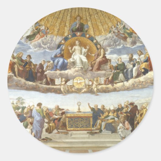 Sticker Rond Conflit du Saint Sacrement, Raphael Sanzio (Devant)