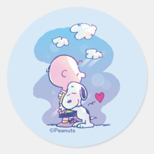 Sticker Rond Confort et sécurité   Charlie & Snoopy Hug