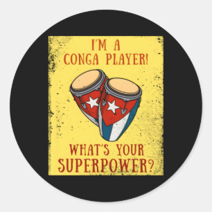 Sticker Rond Conga Tumbadora tambours cubains Conguero batteur