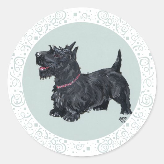 Sticker Rond Congenial Scottie Turquoise (Devant)