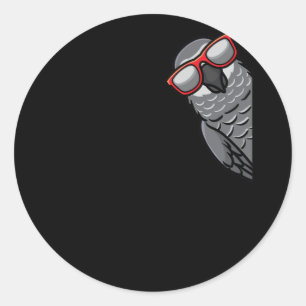 Sticker Rond Congo - Perroquet gris