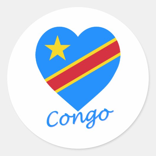 Sticker Rond Congo République Démocratique Drapeau Coeur (Devant)