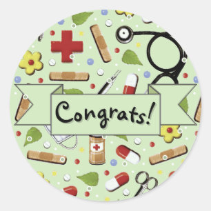 Sticker Rond Congrats de fin d'études en sciences infirmières