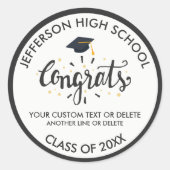 Sticker Rond Congrats d'études sur mesure Classe de Casquette d (Devant)