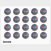 Sticker Rond Congratulations Custom Name Fireworks City Skyline (Feuille)