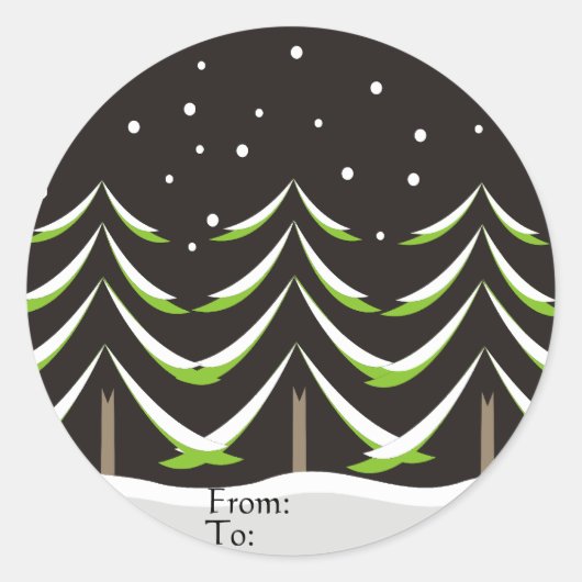 Sticker Rond Conifères en hiver (Devant)
