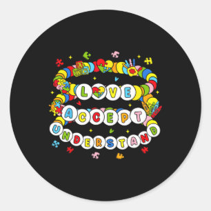 Sticker Rond Connaissance de l'amour Comprendre l'autisme Accep