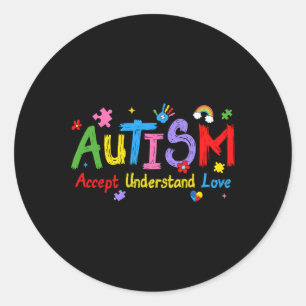 Sticker Rond Connaissance de l'amour Comprendre l'autisme Accep