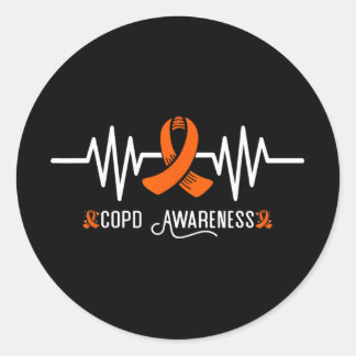 Sticker Rond Connaissance du cuivre Heartbeat Orange Ribbon Cop