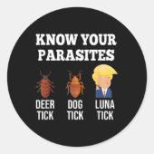 Sticker Rond Connaissez vos parasites Anti-Trump Funny Tick Res (Devant)