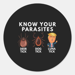 Sticker Rond Connaissez Vos Parasites Deer Tick Dog Tick Luna T