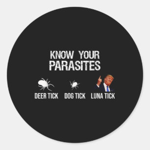 Sticker Rond Connaissez Vos Parasites - Tic De Cerf, Tic De Chi