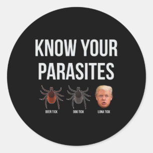 Sticker Rond Connaissez vos parasites vider le président Trump