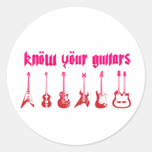 Sticker Rond Connaissez votre guitare - roche grunge
