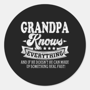 Sticker Rond Connaît Tout Chemise Drôle Fête des pères Papa Pap