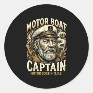 Sticker Rond Connard qui fait du bateau à moteur capitaine de p