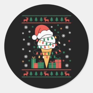 Sticker Rond Conne De Crème Glaciaire De Vacances Enveloppé Dan