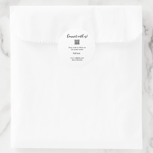 Sticker Rond Connectez-vous avec nous scan QR code ajouter e-ma (Sac)