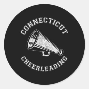 Sticker Rond Connecticut Cheer Distressed Retro 90's Cheerleade