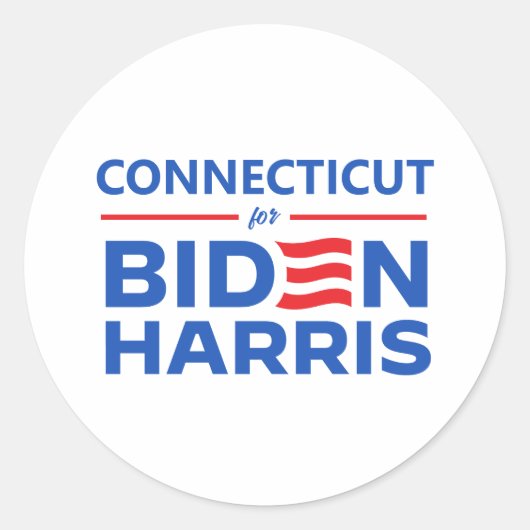 Sticker Rond Connecticut pour Biden Harris (Devant)