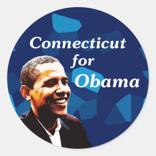 Sticker Rond Connecticut pour Obama (Devant)