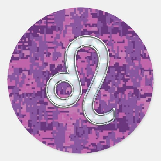 Sticker Rond Connexion Leo sur Camouflage numérique Fuchsia ros (Devant)