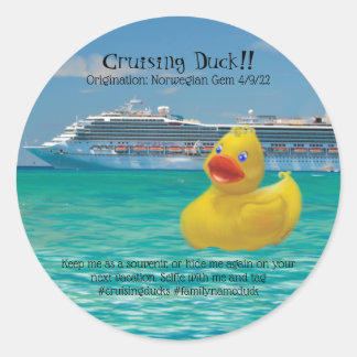 Sticker Rond Conquackulations croisière canard et bateau de cro