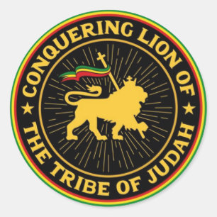 Sticker Rond Conquering Lion of the Tribe of Judah