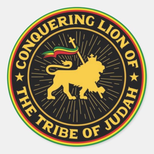 Sticker Rond Conquering Lion of the Tribe of Judah (Devant)