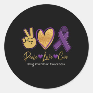 Sticker Rond Conscience Amour Cure Surdosage Drogue Violette Se