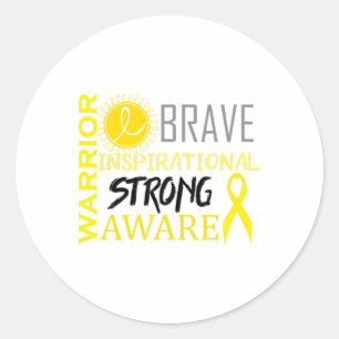 Sticker Rond Conscience du cancer de l'enfant Guerrier courageu