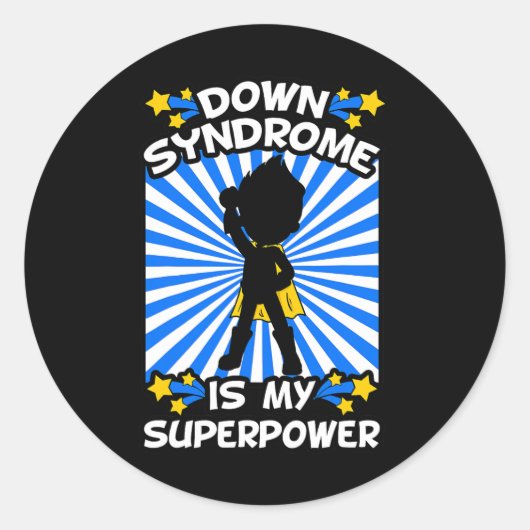 Sticker Rond Conscience du syndrome de Down Chromosome Superpui (Devant)