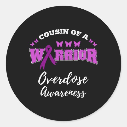 Sticker Rond Conscience d'un cousin d'un guerrier surdose (Devant)