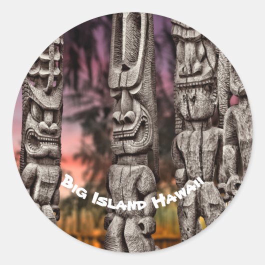 Sticker Rond Conseil tribal Tiki, Kona Hawaii (Devant)