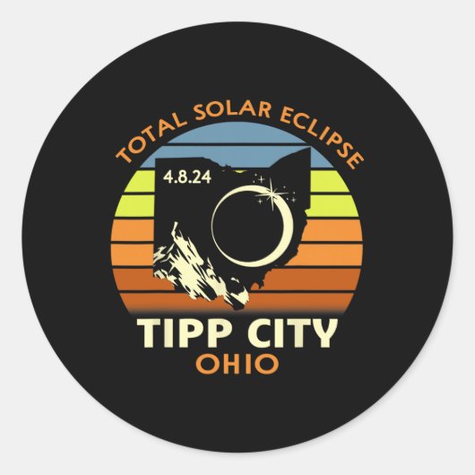 Sticker Rond Conseil Ville Ohio Total Solaire Eclipse 2024 (Devant)