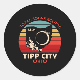 Sticker Rond Conseil vintage Ville Ohio Total Solaire Eclipse 2